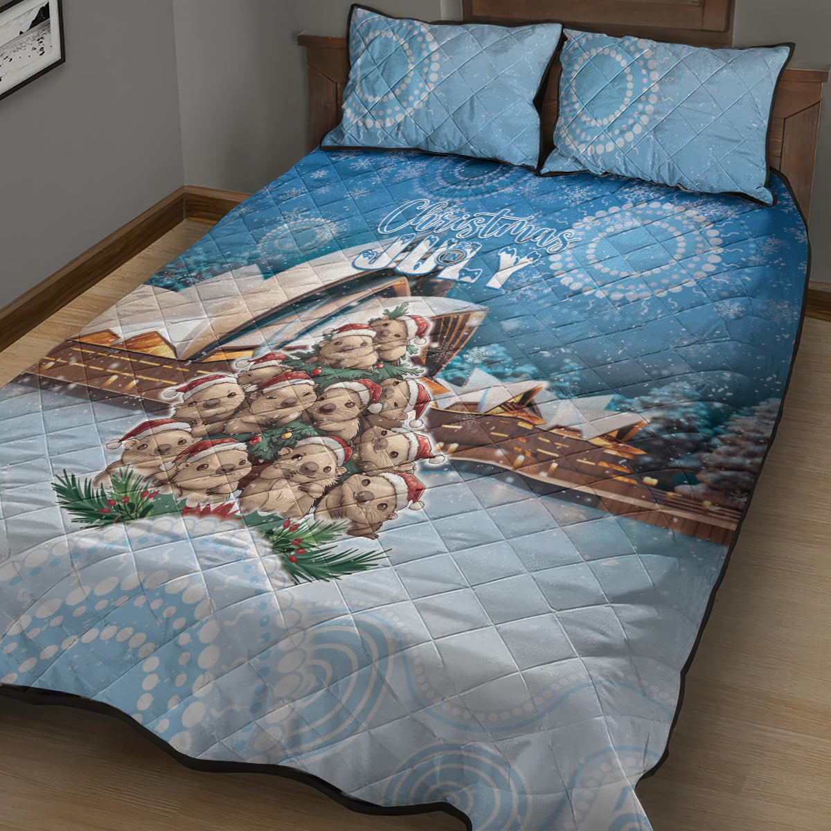 Australia Yulefest Quilt Bed Set Cute Wombat Sydney Opera House