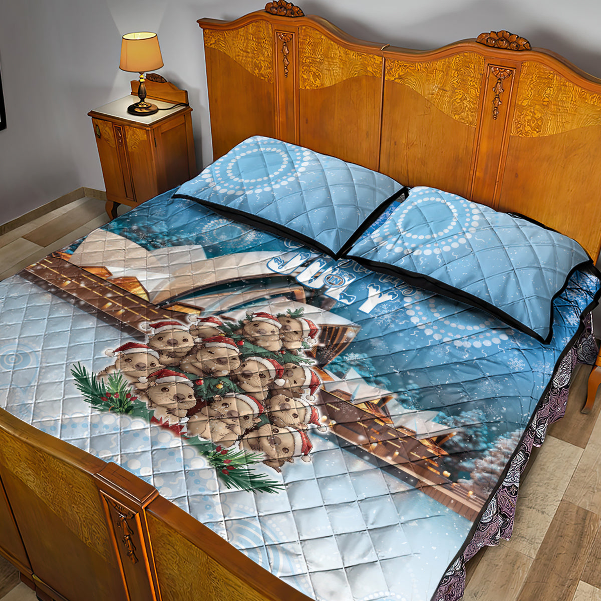 Australia Yulefest Quilt Bed Set Cute Wombat Sydney Opera House