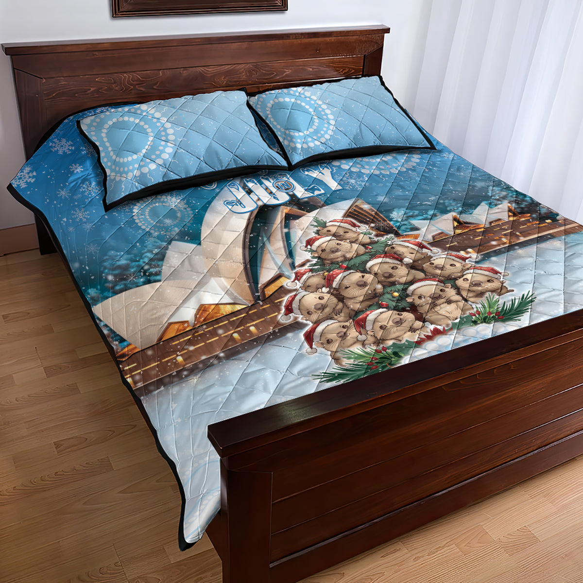 Australia Yulefest Quilt Bed Set Cute Wombat Sydney Opera House