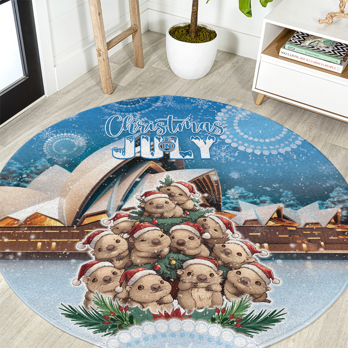 Australia Yulefest Round Carpet Cute Wombat Sydney Opera House