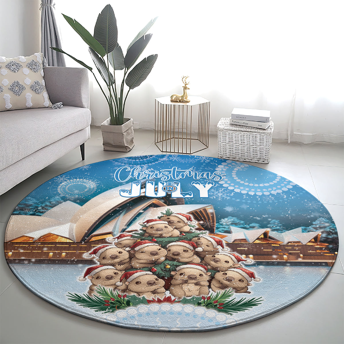 Australia Yulefest Round Carpet Cute Wombat Sydney Opera House
