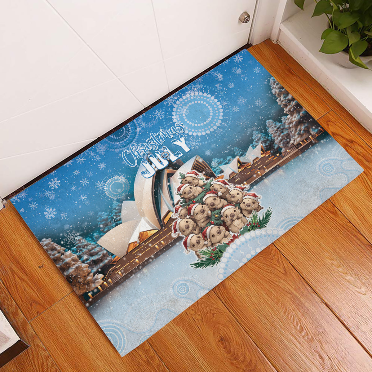 Australia Yulefest Rubber Doormat Cute Wombat Sydney Opera House
