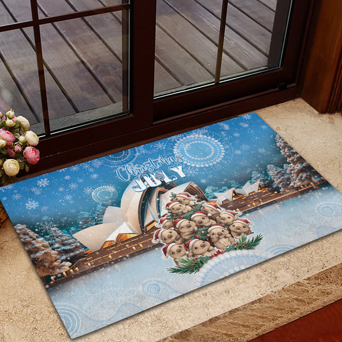 Australia Yulefest Rubber Doormat Cute Wombat Sydney Opera House
