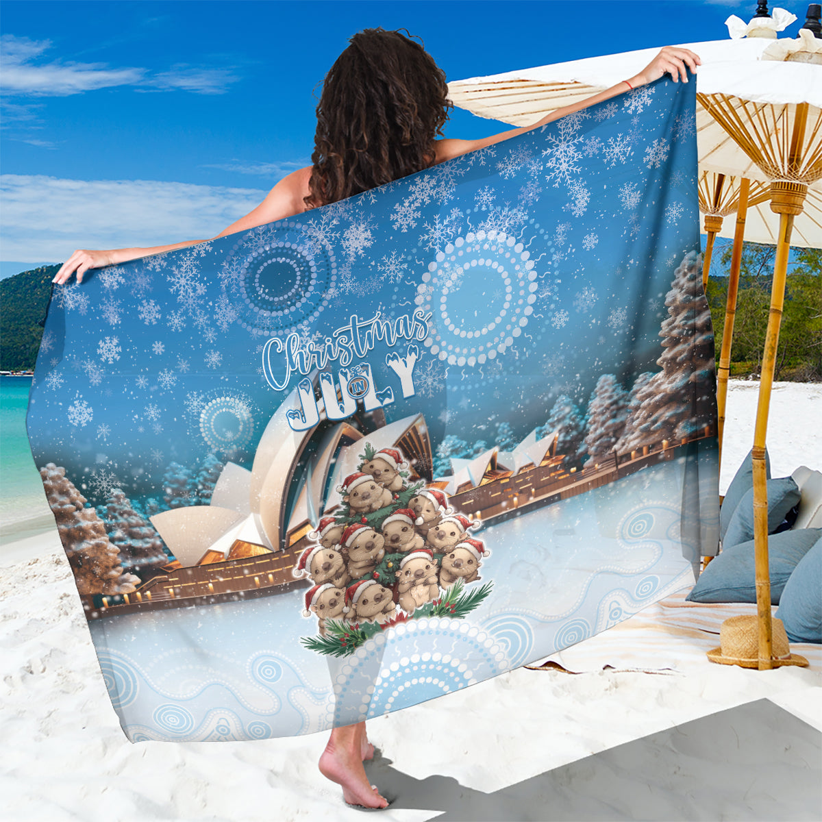 Australia Yulefest Sarong Cute Wombat Sydney Opera House