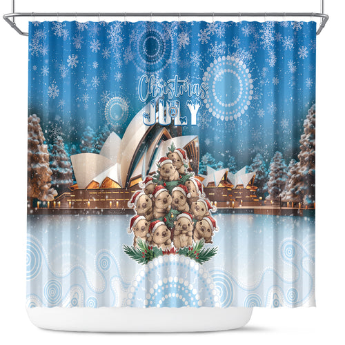 Australia Yulefest Shower Curtain Cute Wombat Sydney Opera House