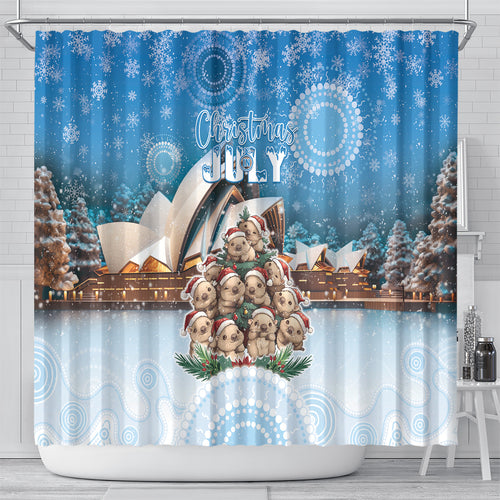 Australia Yulefest Shower Curtain Cute Wombat Sydney Opera House