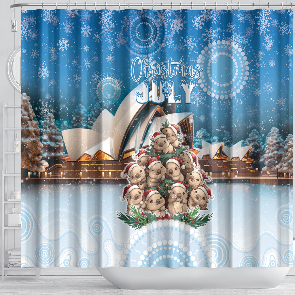 Australia Yulefest Shower Curtain Cute Wombat Sydney Opera House