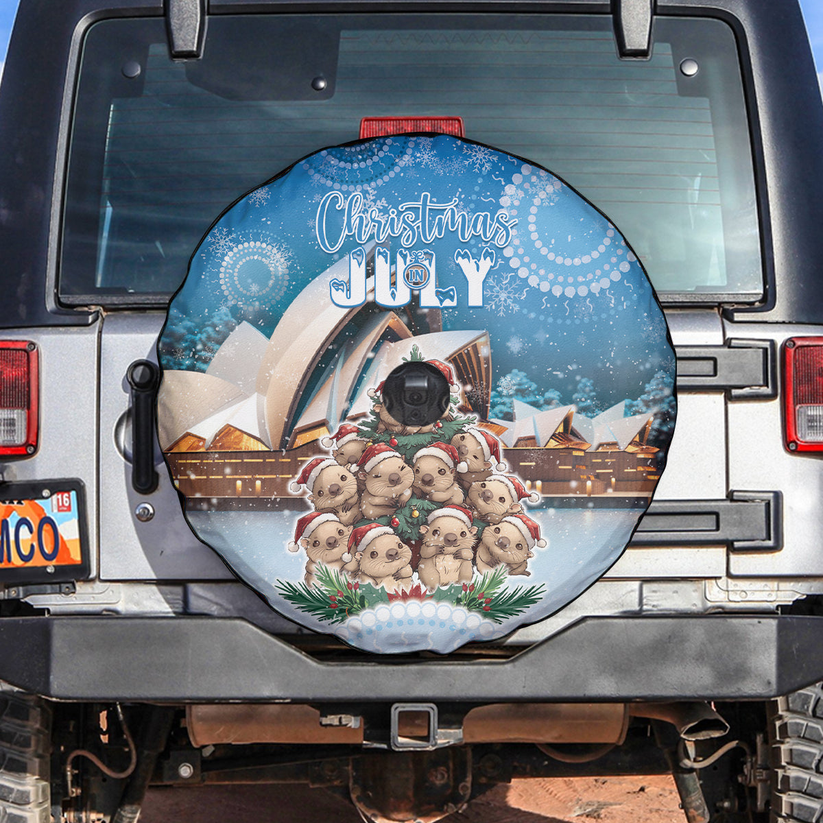 Australia Yulefest Spare Tire Cover Cute Wombat Sydney Opera House