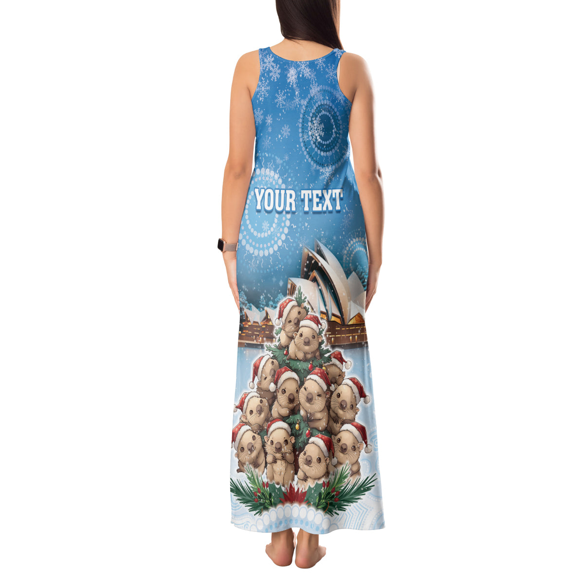 Personalised Australia Yulefest Tank Maxi Dress Cute Wombat Sydney Opera House