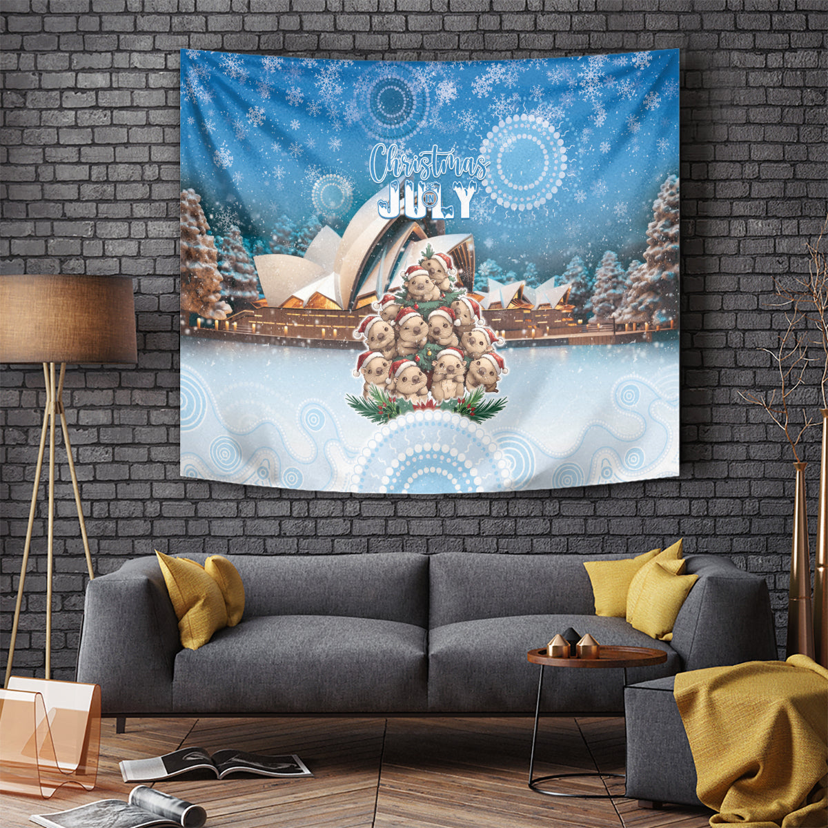 Australia Yulefest Tapestry Cute Wombat Sydney Opera House
