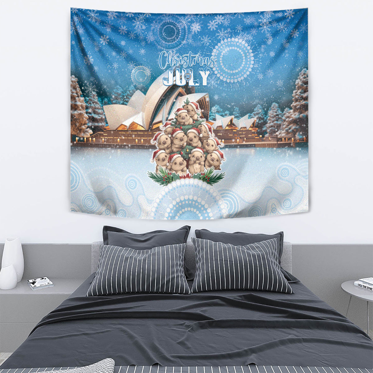 Australia Yulefest Tapestry Cute Wombat Sydney Opera House