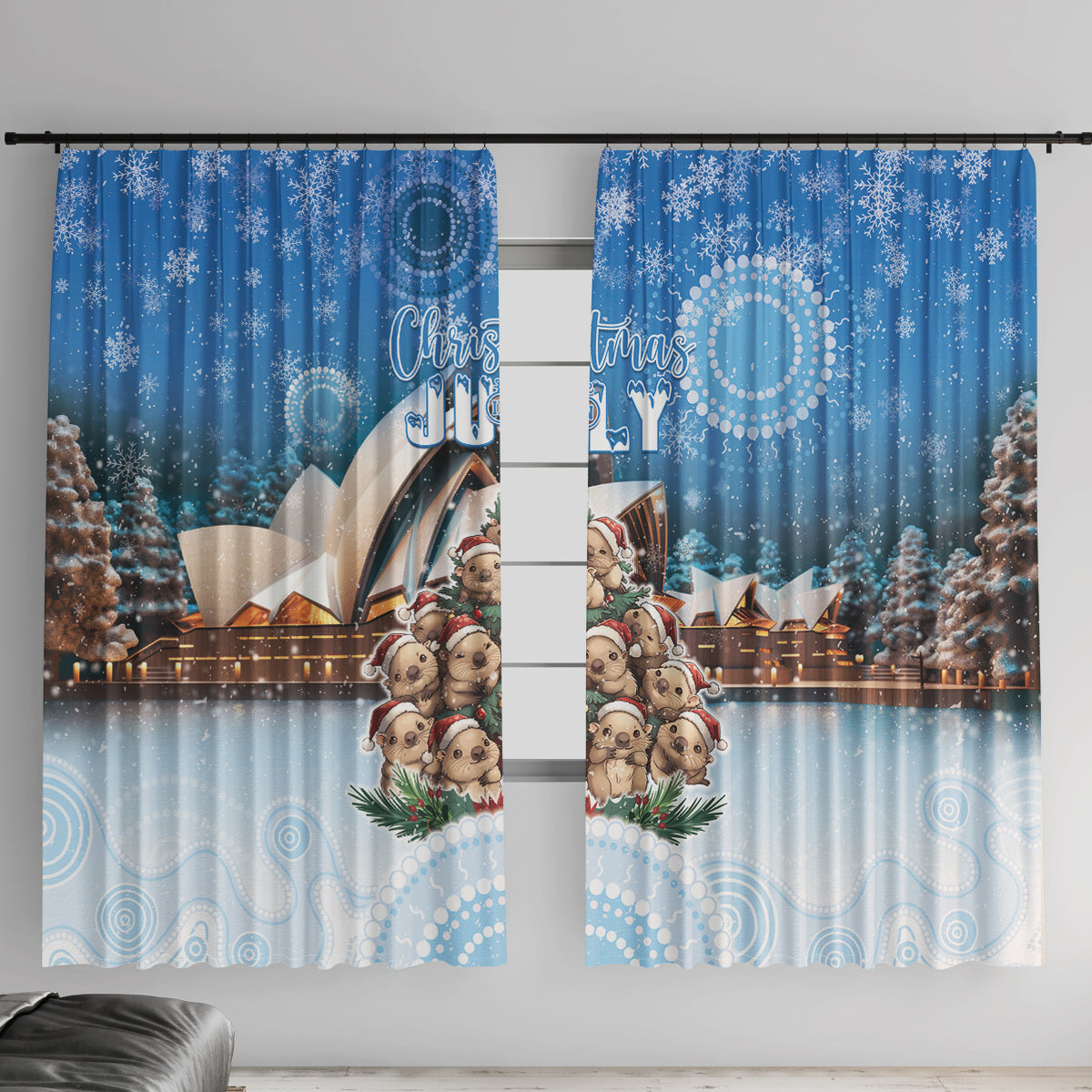 Australia Yulefest Window Curtain Cute Wombat Sydney Opera House