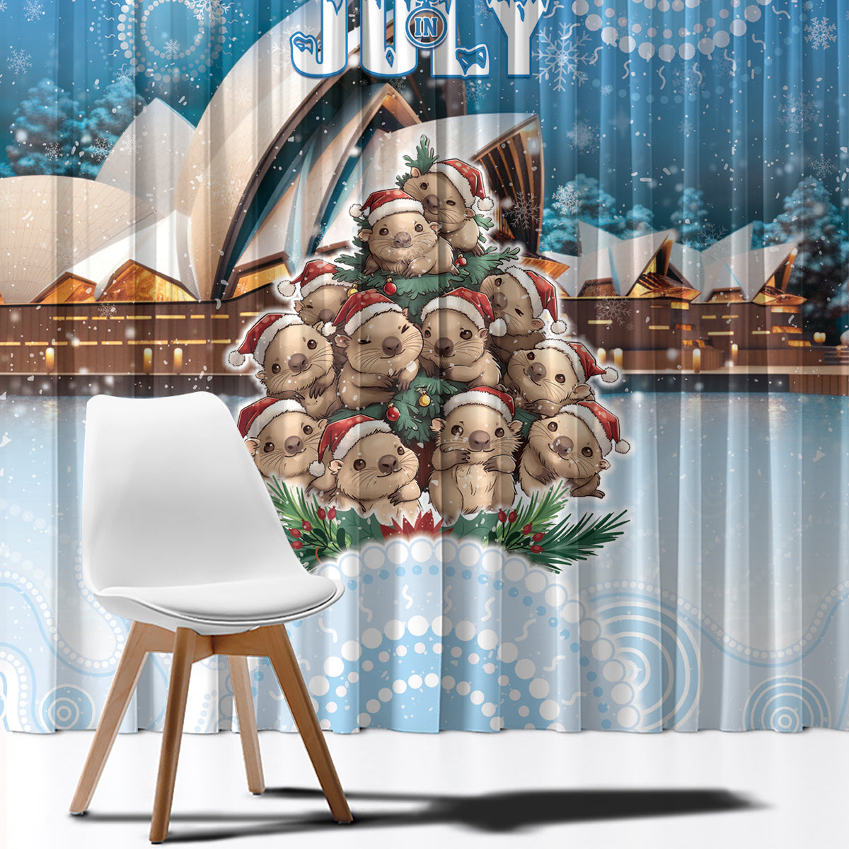 Australia Yulefest Window Curtain Cute Wombat Sydney Opera House