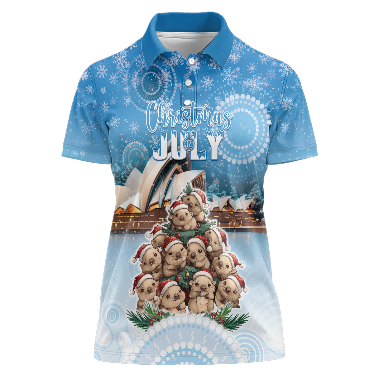 Personalised Australia Yulefest Women Polo Shirt Cute Wombat Sydney Opera House