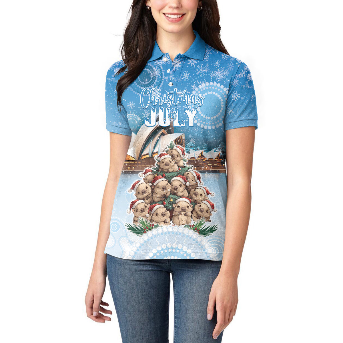 Personalised Australia Yulefest Women Polo Shirt Cute Wombat Sydney Opera House