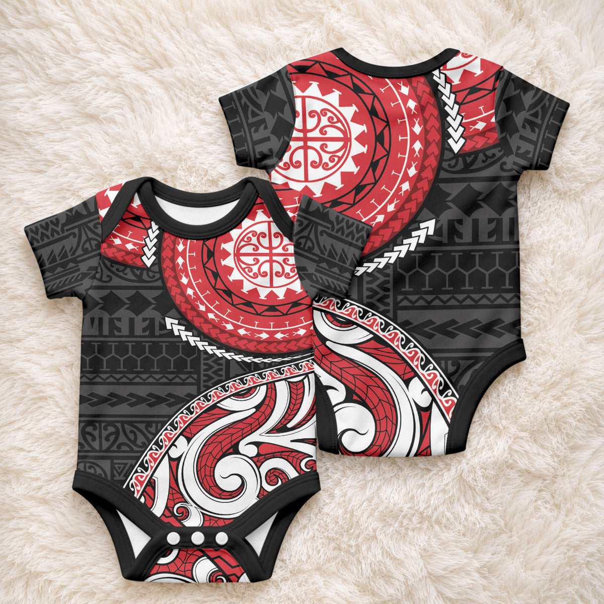 New Zealand Red Maori Koru Simple Style Baby Onesie