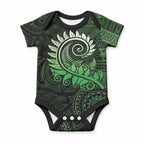 New Zealand Maori Koru Fern Baby Onesie Spiral Polynesian Style Green