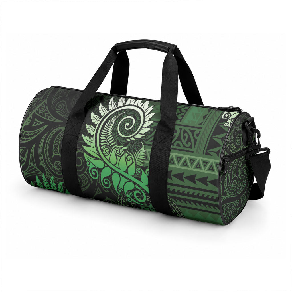 New Zealand Maori Koru Fern Duffle Bag Spiral Polynesian Style Green