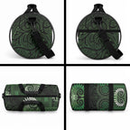 New Zealand Maori Koru Fern Duffle Bag Spiral Polynesian Style Green