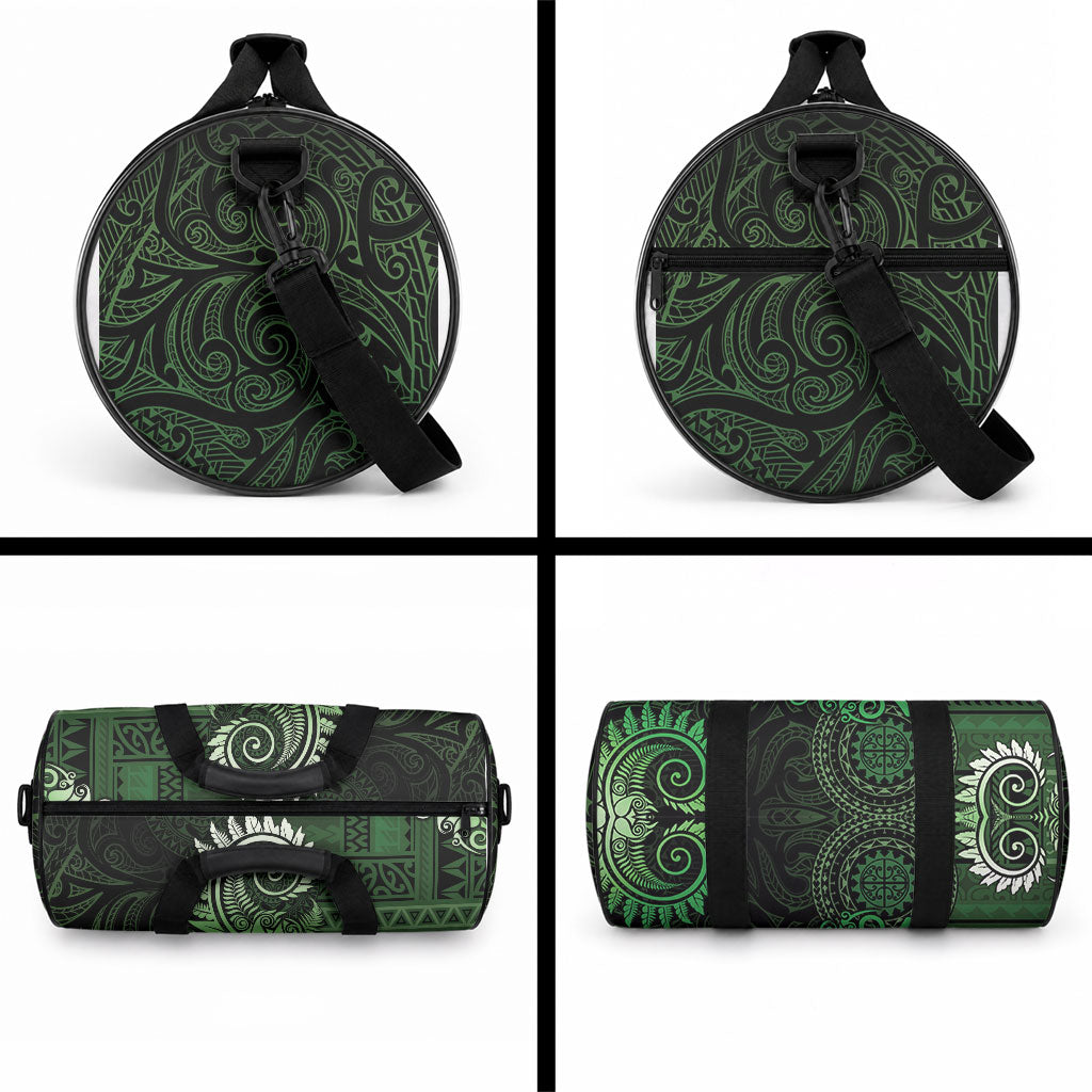 New Zealand Maori Koru Fern Duffle Bag Spiral Polynesian Style Green