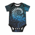 New Zealand Maori Koru Fern Baby Onesie Spiral Polynesian Style Aqua Gradient