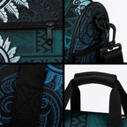 New Zealand Maori Koru Fern Duffle Bag Spiral Polynesian Style Aqua Gradient