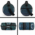 New Zealand Maori Koru Fern Duffle Bag Spiral Polynesian Style Aqua Gradient