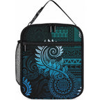 New Zealand Maori Koru Fern Lunch Bag Spiral Polynesian Style Aqua Gradient