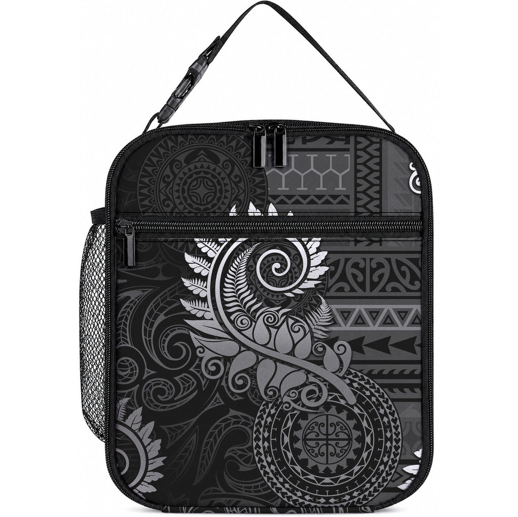 New Zealand Maori Koru Fern Lunch Bag Spiral Polynesian Style Gray