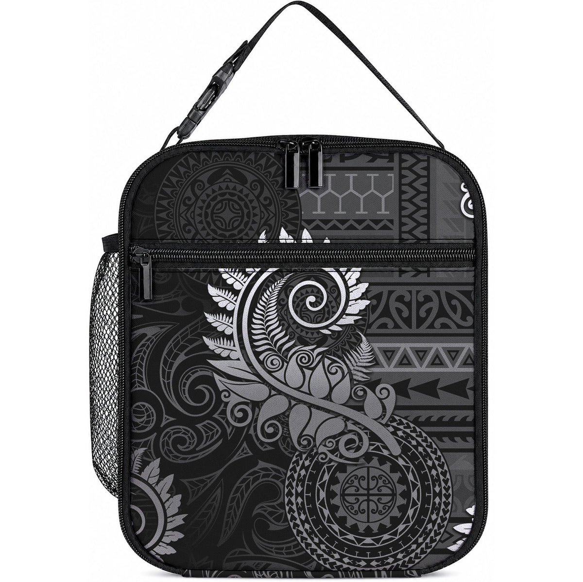 New Zealand Maori Koru Fern Lunch Bag Spiral Polynesian Style Gray