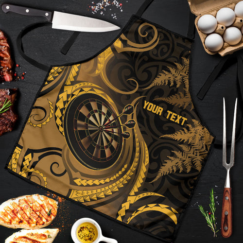 Personalised New Zealand Gold Darts Apron Maori Fern Curve Style
