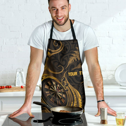 Personalised New Zealand Gold Darts Apron Maori Fern Curve Style