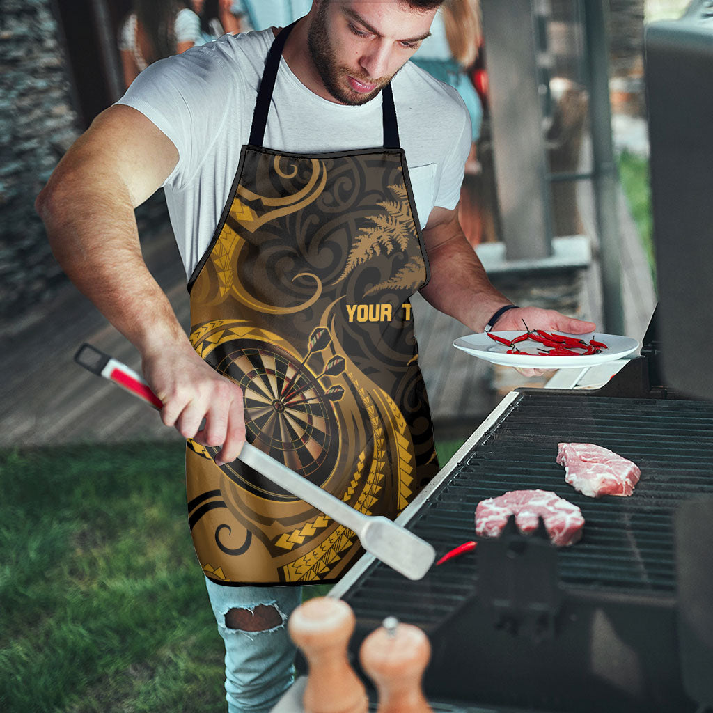 Personalised New Zealand Gold Darts Apron Maori Fern Curve Style