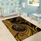 Personalised New Zealand Gold Darts Area Rug Maori Fern Curve Style