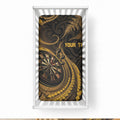 Personalised New Zealand Gold Darts Baby Bed Cover Maori Fern Curve Style