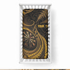 Personalised New Zealand Gold Darts Baby Bed Cover Maori Fern Curve Style