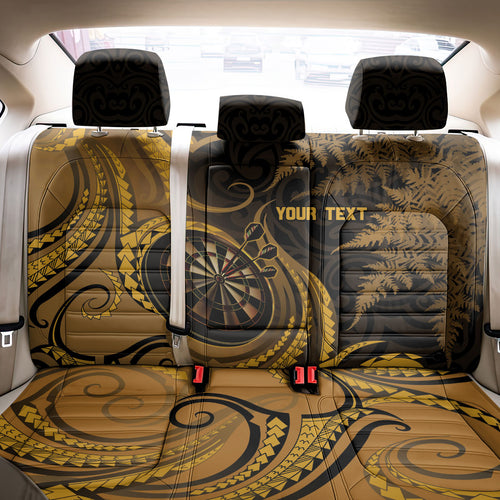 Personalised New Zealand Gold Darts Back Car Seat Cover Maori Fern Curve Style
