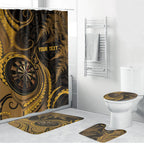 Personalised New Zealand Gold Darts Bathroom Set Maori Fern Curve Style