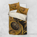 Personalised New Zealand Gold Darts Bedding Set Maori Fern Curve Style