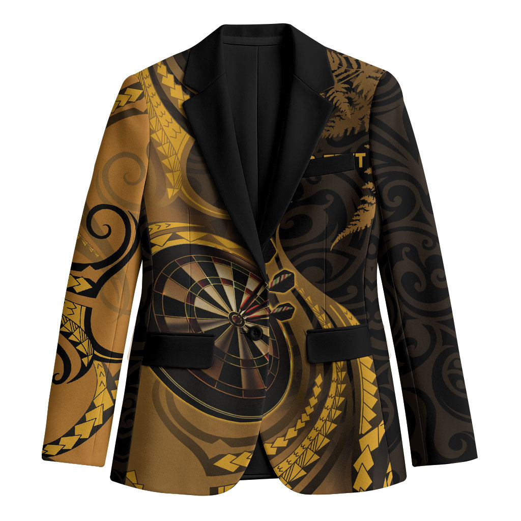 Personalised New Zealand Gold Darts Blazer Maori Fern Curve Style