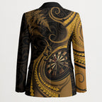 Personalised New Zealand Gold Darts Blazer Maori Fern Curve Style