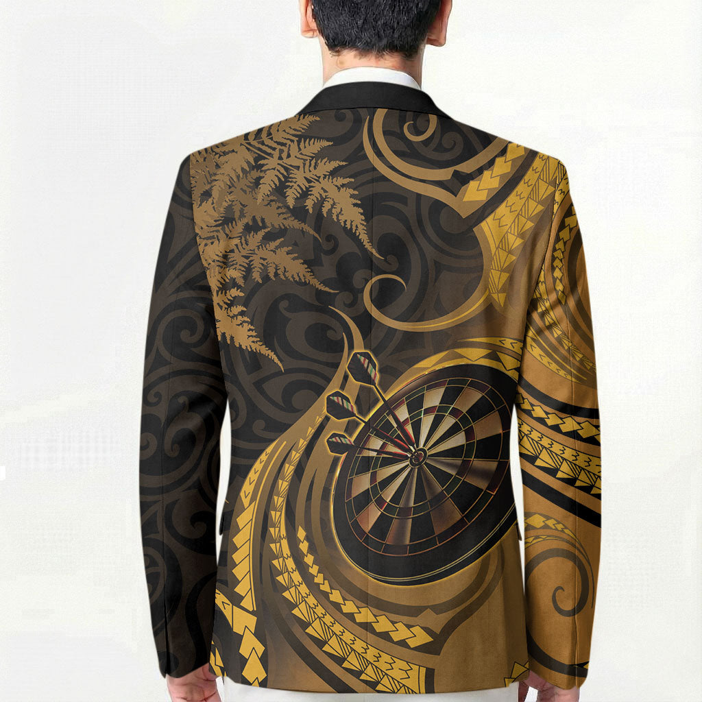 Personalised New Zealand Gold Darts Blazer Maori Fern Curve Style