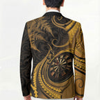 Personalised New Zealand Gold Darts Blazer Maori Fern Curve Style
