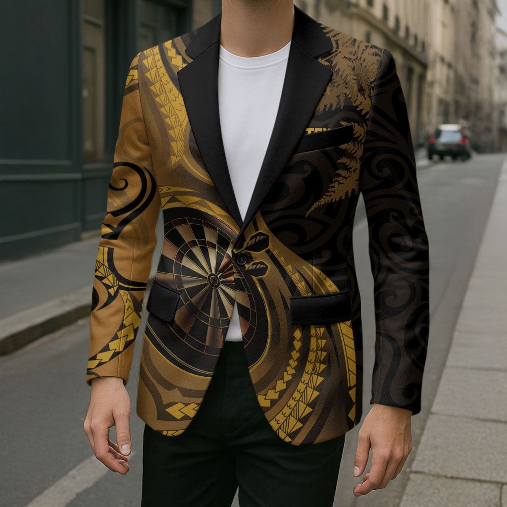 Personalised New Zealand Gold Darts Blazer Maori Fern Curve Style