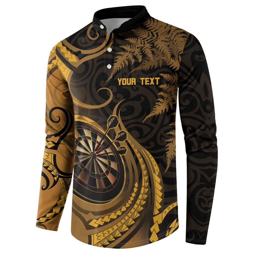 Personalised New Zealand Gold Darts Button Sweatshirt Maori Fern Curve Style