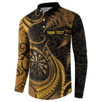 Personalised New Zealand Gold Darts Button Sweatshirt Maori Fern Curve Style