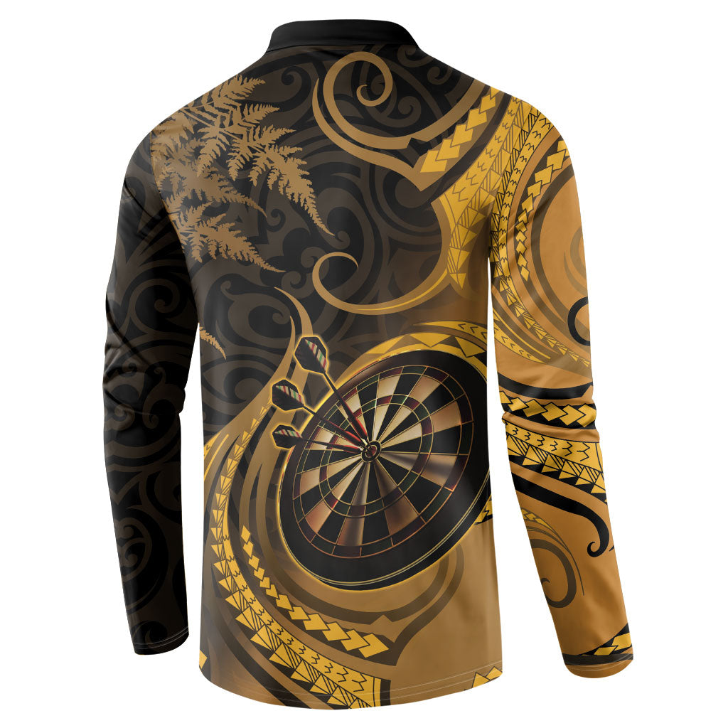 Personalised New Zealand Gold Darts Button Sweatshirt Maori Fern Curve Style