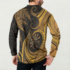 Personalised New Zealand Gold Darts Button Sweatshirt Maori Fern Curve Style