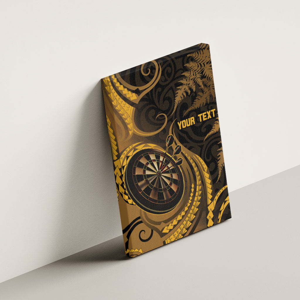 Personalised New Zealand Gold Darts Canvas Wall Art Maori Fern Curve Style