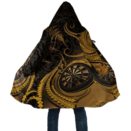 Personalised New Zealand Gold Darts Cloak Maori Fern Curve Style